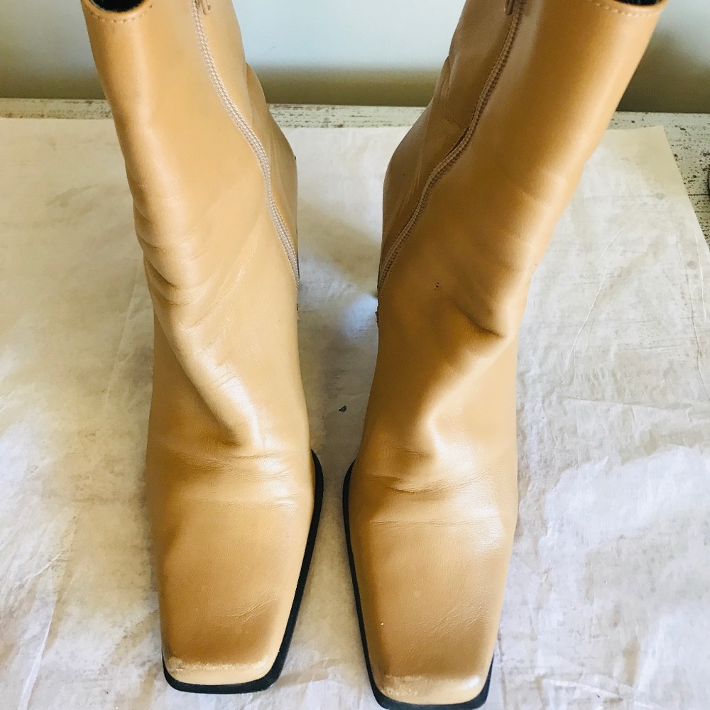 Monroe Vintage square toe leather ankle boots, Nine West, 5.5